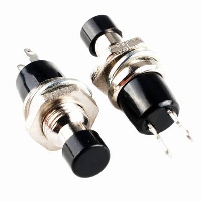 PBS-110 Push Button Yuvarlak Anahtar - Siyah - NO(Normalde Açık)