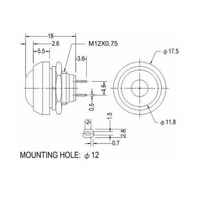 PBS-33B Push Buton Oval - Kırmızı - Mantar Buton