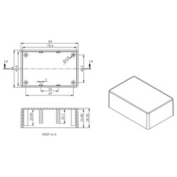 Plastik Proje Kutusu - 54x83x30mm (Alev Almaz) - Siyah - Thumbnail