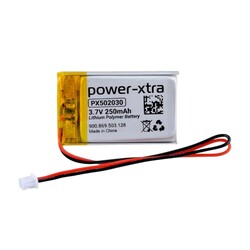 Power-Xtra - Power-Xtra PX502030 - 3.7V 250 mAh Li-Polymer Pil - Devreli-Soketli-10cm