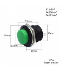 R13-507 16mm Yaylı Push Buton - Yeşil - IC 180A - Thumbnail