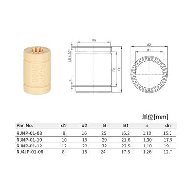 RJMP-01-08 Plastik Lineer Rulman - 8x16x25 - 8mm