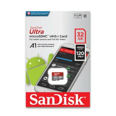 Sandisk Ultra 32GB 120MB/S Class 10 microSDXC Hafıza Kartı - A1 Serisi