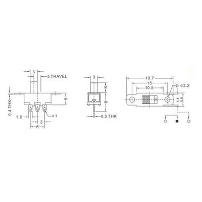 Sürgülü On/Off Switch 180 Derece (Slide) - Kulaklı