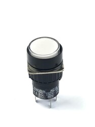 SY-11 16mm LEDLİ Plastik Anahtarlı Buton Yuvarlak-Beyaz - Thumbnail