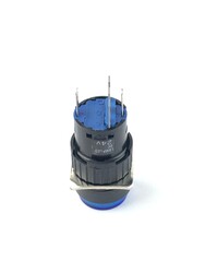 SY-11 16mm LEDLİ Plastik Anahtarlı Buton Yuvarlak-Mavi - Thumbnail