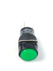 SY-11 16mm LEDLİ Plastik Anahtarlı Buton Yuvarlak-Yeşil - Thumbnail
