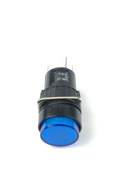 SY-11 16mm LEDLİ Plastik Yaylı Buton Yuvarlak-Mavi - Thumbnail