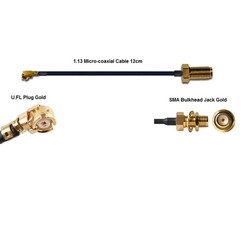 U.FL to SMA Dişi RF Kablo - 12cm(1.13mm Coaxial) - Thumbnail