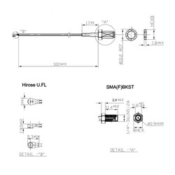 U.FL to SMA Dişi RF Kablo - 12cm(1.13mm Coaxial) - Thumbnail