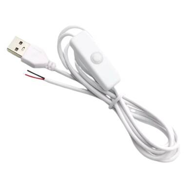  5V USB Anahtarlı Erkek Kablo Beyaz - 1.5 Metre
