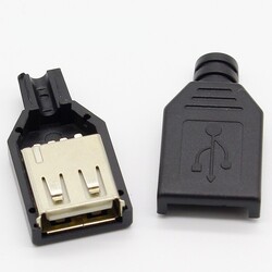 USB A Dişi Soket Lehimlenebilir Kapaklı Model - Thumbnail