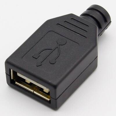 USB A Dişi Soket Lehimlenebilir Kapaklı Model