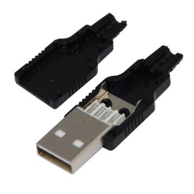 USB A Erkek Soket Lehimlenebilir Kapaklı Model