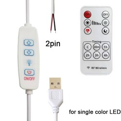 Robo90 - USB RF Kablosuz Dimmer LED Kontrolcü 2 Pin -Tek Renk LED