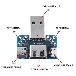 XY-USB4 Arduino - USB Dönüştürücü Terminal - Micro Usb - Type-C USB 3.1 - Thumbnail