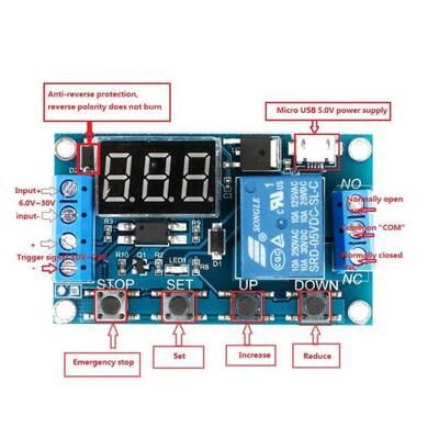 Zaman Ayarlı Röle Modülü Çok Fonksiyonlu- 6-30V-USB