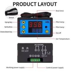 ZFX-W1608 DC12V Uzaktan Kumandalı Dijital Termostat - Thumbnail