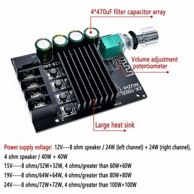 ZK-1002L 2x100W 5.0 Bluetooth Amfi Devresi